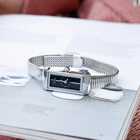 Elegant Women Rectangular Quartz Watch With Metal Mesh Strap Minimalist Retro Style Casual Fashion Wristwatch