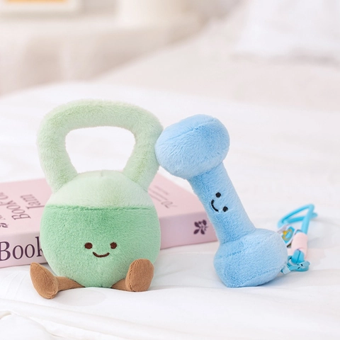 Peluche A Forma Di Manubrio E Kettlebell Portachiavi Novità Tema Sportivo Bambola Morbida Decorazione Per Amanti Della Palestra