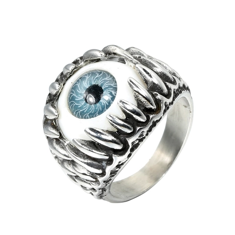 Punk Gothic Evil Eye Stainless Steel Ring For Men Women Vintage Eyeball Claw Ring Hip Hop Fashion Jewelry Finger Gift