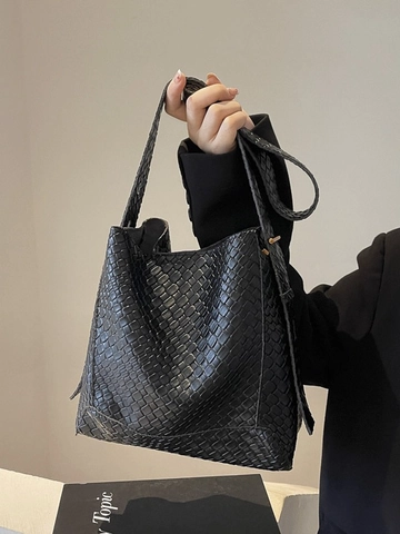 Sac À Épaule Tissé En Cuir PU Pour Femmes Grande Capacité Rétro Minimaliste Tote Hobo Sac Pour Le Trajet Quotidien Sac À Main Mode