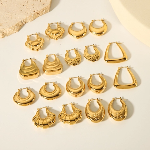 Pendientes De Aro Corazón Estilo Francés Vintage De Acero Inoxidable Chapado En Oro 18K Joyas Para Mujer