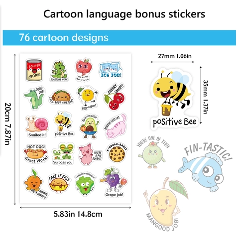 Pegatinas De Recompensa Dibujos Animados Hoja Juegos De Palabras Motivadores Inglés Animales Fruta Comida Impermeable Para Profesor Escuela Scrapbook