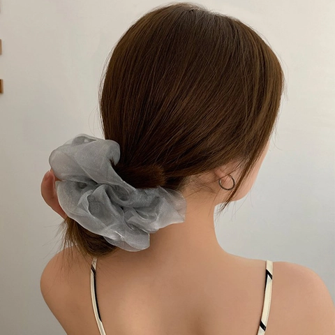 Oversized Organza Scrunchie Floral Lace Hair Ties Elastic Chiffon Ponytail Holder Fashion Hair Accessories For Women