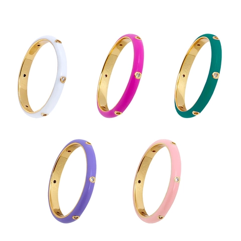 Anello Smalto Rame Colorato Zirconia Intarsiato Minimalista Geometrico Gioielli Di Moda Per Donne