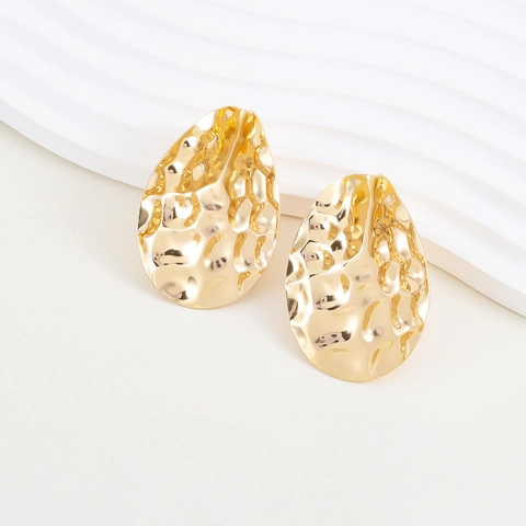 Exaggerated Fashion Gold Hammered Metal Water Drop Stud Earrings For Women Edgy Personality Large Tear Drop Statement Earrings Jewelry