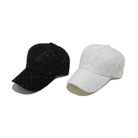 Dames Honkbalpet 3D Bloemen Jacquard Strass Glinsterend Verstelbaar Katoen Polyester Zonneklep Hoed Casual Westerse Stijl