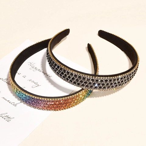 Sprankelende Strass Hoofdband Mode Brede Stoffen Haarband Dames Elegant Gewatteerd Haaraccessoire