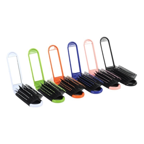Draagbare Opvouwbare Haarborstel Met Spiegel Massage Reizen Mini Haarkam PP Nylon Plastic Voor Vrouwen Meisjes Dagelijks