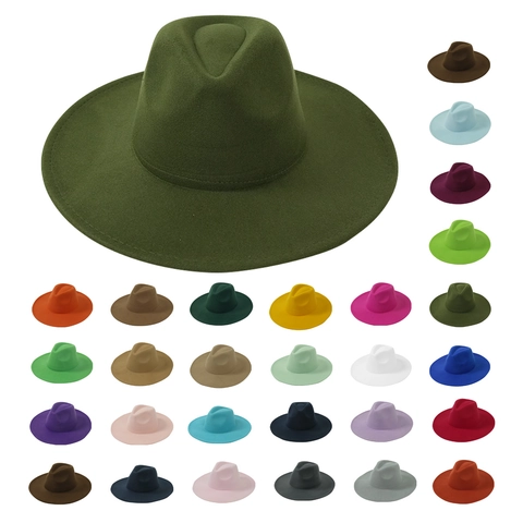 Retro Fedora Hat Polyester Felt Wide Brim Pinched Crown Solid Color Elegant Jazz Cap For Men Women Versatile Style