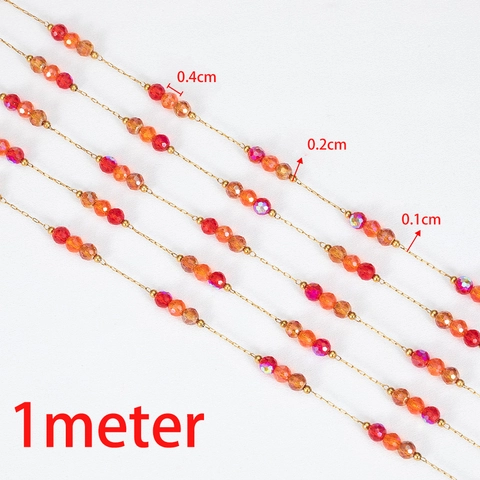 Stainless Steel Crystal Bead Chain 18K Gold Plated DIY Jewelry Making Findings Accessories Faceted Glass Beads Chain