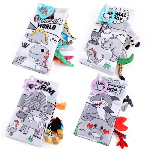 Libros De Tela Suave Para Bebés Con Colas De Animales Papel Crujiente Juguete Sensorial Lavable De Aprendizaje