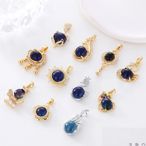 Vintage Copper Temperature Sensing Pendant Necklace For Women Color Changing Stone Luxurious Zircon Jewelry Niche Design Accessory