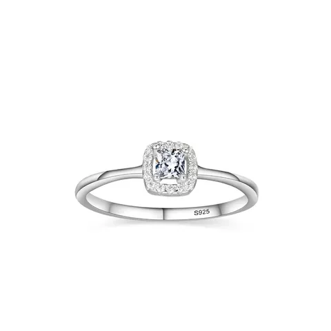 Squisito Anello in Argento Sterling 925 con Zirconia Taglio Princess per Donna Gioielli di Moda per Matrimonio Fidanzamento Elegante Anello a Fascia Chiusa