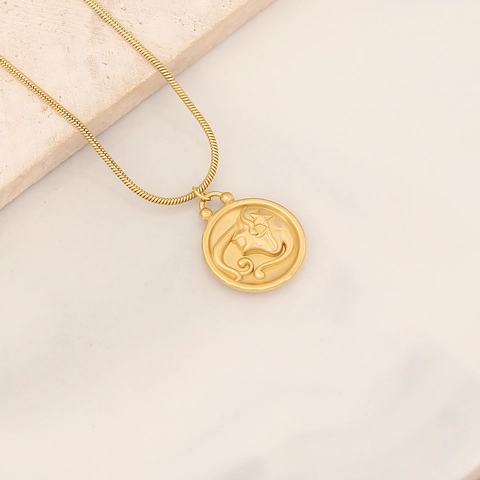 Collana Con Pendente Costellazione Zodiacale Acciaio Inossidabile Catena A Serpente Placcato Oro Gioielli Elegante