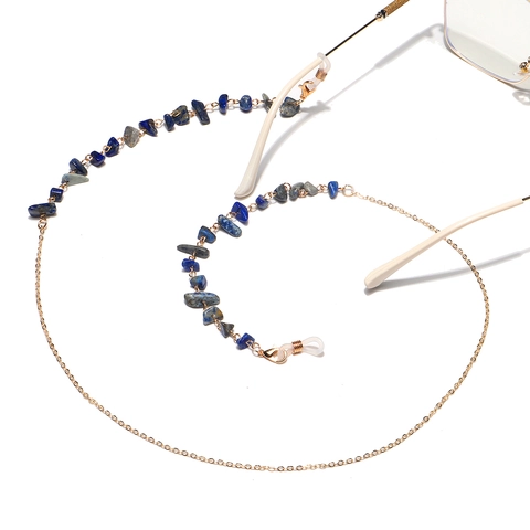 Fashion Glasses Chain Natural Lapis Lazuli Stone Handmade Anti-Slip Eyewear Strap Mask Holder Necklace Women