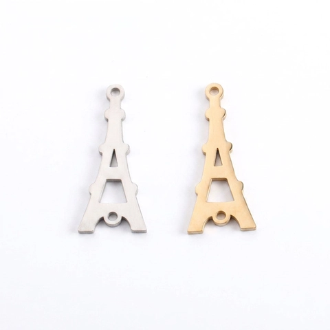 Torre Eiffel Colgantes Para Hacer Joyas Dijes De Acero Inoxidable Pulido Espejo Accesorio DIY Moda