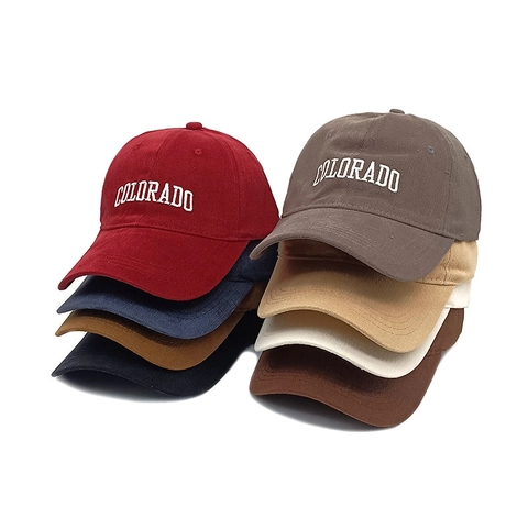 Colorado Letter Embroidery Baseball Cap Cotton Twill Curved Brim Adjustable Metal Buckle Sun Protection Unisex Hat