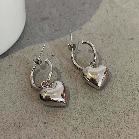 Orecchini Pendenti A Cuore Con Perno In Argento Gioielli In Metallo Minimalisti Per Donne
