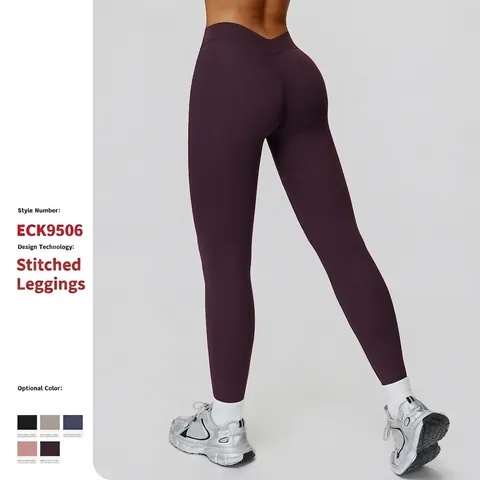 High Waist Yoga Pants For Women V Shape Back Brushed Polyester Spandex Tight Gym Fitness Leggings Sport Trousers