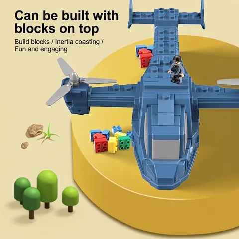 Osprey Transport Helicopter Toy Inertia Military Aircraft Model With Rotating Propellers Building Block Compatible Plastic