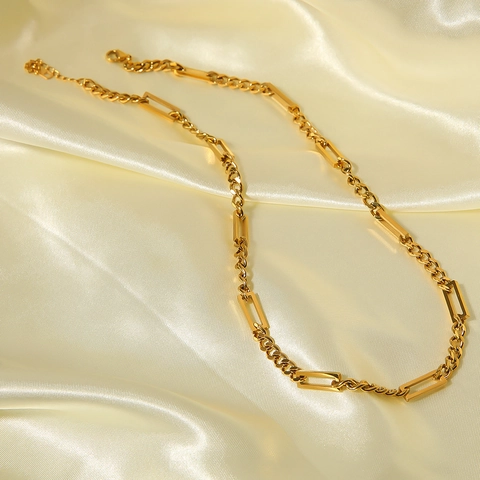 Ins Style Geometrische Gliederkette 18K Vergoldeter Edelstahl Unregelmäßige Rechteckige Runde Kette Für Damen Herren