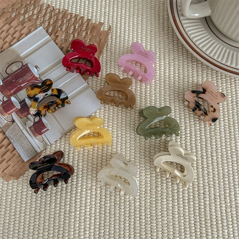 Mini Heart Cloud Shape Hair Claw Clips Acetate Retro French Style Small Hair Clamps For Women Elegant Accessories