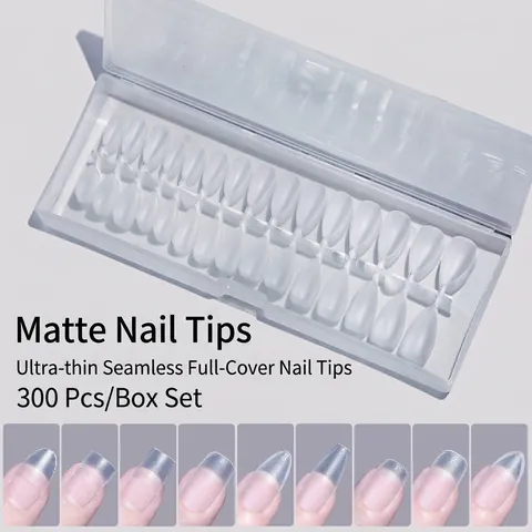 Frosted Soft Gel Press On Nails Full Cover Matte Ultra Thin Seamless False Nail Tips For Women Manicure Extension
