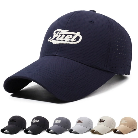 Baseball Cap Breathable Mesh Sun Protection Extra Long Brim Fuel Embroidery Adjustable Outdoor Sports Hat Polyester
