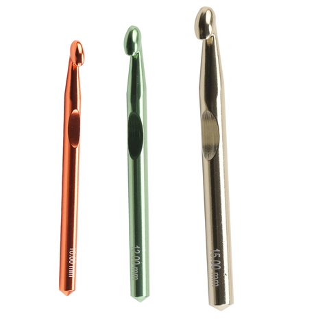 Crochets De Grande Taille En Aluminium Métal Aiguilles À Tricoter Pour Couverture Pull Tissage Outils De Bricolage Colorés