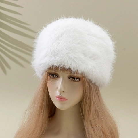 Women's Faux Fox Fur Bucket Hat Winter Warm Plush Basin Hat Korean Fashion Sweet Thickened Ear Protection Outdoor Hat