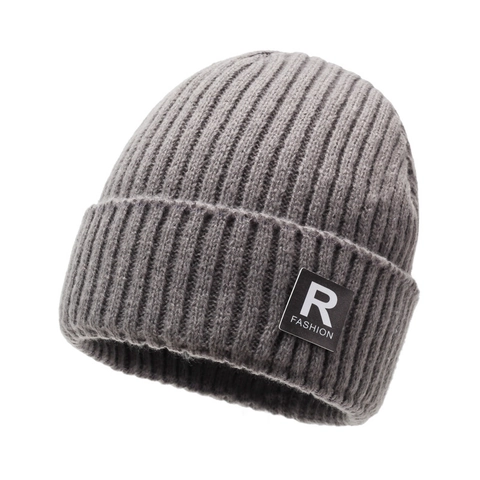 Σκουφάκι Beanie Χειμερινό Πλεκτό Με Επένδυση Fleece Ζεστό Χοντρό Θερμικό Υπαίθρια Ποδηλασία Μόδα Patch Γράμμα Ανδρικό