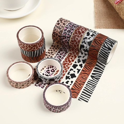 Animal Print Washi Tape Leopard Zebra Cow Patterns Decorative Masking Tape For Scrapbooking DIY Journaling Stationery