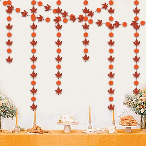 Ghirlanda in Carta Glitterata Autunno Foglia di Acero Zucca Striscione per Ringraziamento Festa Sfondo Parete Decorazione da Appendere Tema Raccolto Autunnale