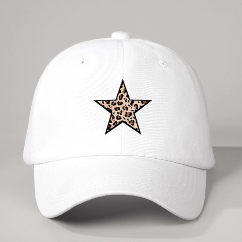 Baseball Cap Leopard Print Star Polyester Adjustable Sun Protection Casual Outdoor Sport Hat Women Men