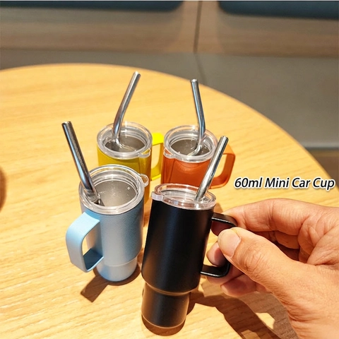 Mini Tumbler With Handle Stainless Steel Insulated Espresso Cup Portable Shot Glass With Lid And Straw Tiny Novelty
