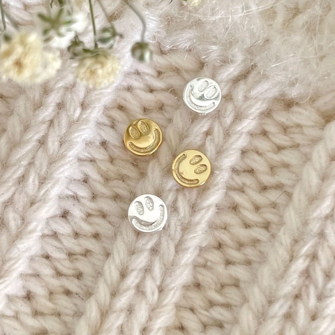 Minimalist Smiley Face And Round Bead Stud Earrings In 925 Sterling Silver Korean Fashion Style For Women