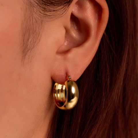 Pendientes De Aro Redondos Chic De Acero Inoxidable Chapado En Oro De 18K Estilo Francés Geométrico Para Mujer