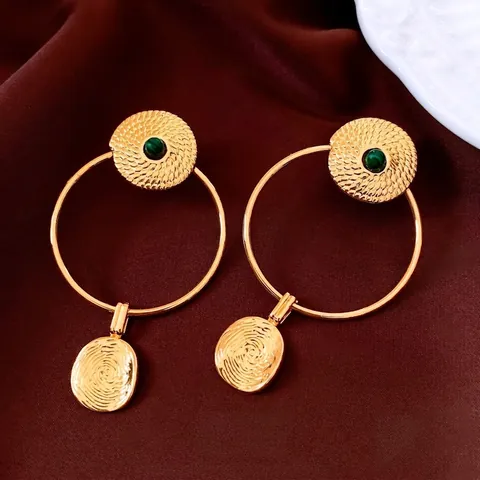Orecchini A Goccia In Malachite Tondi Vintage Con Perno In Argento Placcato Oro Geometrici Retro Lusso Per Donna