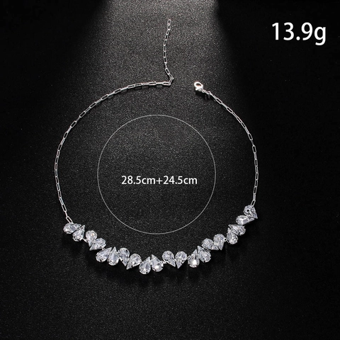 Heart Pear Shaped Rhinestone Choker Necklace Copper Crystal Elegant Fashion Jewelry For Women