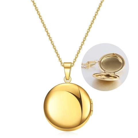 Collar De Relicario Redondo Acero Inoxidable 304 Que Se Abre Marco De Foto Pulido Espejo Joyería Minimalista Regalo Mujer