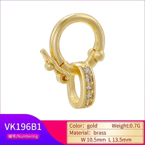 Rund Offener Verbinder Verschluss 18K Vergoldetes Messing Zirkonia DIY Armband Halskette Schmuckzubehör