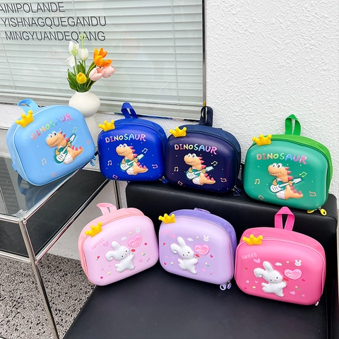 Mochila De Dibujos Animados Para Niños 3D Dinosaurio Conejo Carcasa Rígida EVA Bolsa Escolar Con Luces LED Para Niños Pequeños