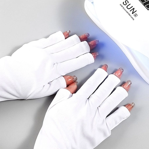 Anti-UV Manicure Gloves For Nail Art Lamp Breathable Elastic Fabric Half Finger Hand Protector Skin Care