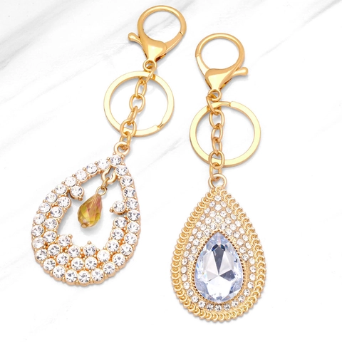 Portachiavi A Goccia Con Strass Lega Cristallo Luccicante Ciondolo Per Borsa Accessorio Di Lusso Da Donna