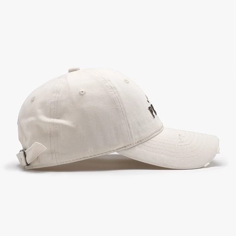 Vintage Baseball Cap Washed Cotton Distressed Broken Edges Letter Embroidery Retro Adjustable Sun Hat For Men Women