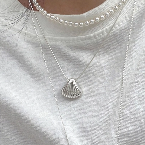 Collana Con Ciondolo A Conchiglia In Argento Sterling 925 Minimalista Catena A Serpente Per Donna Gioielli Chic