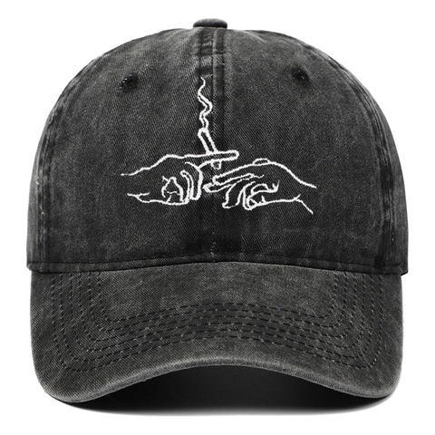 Cappellino Da Baseball In Cotone Lavato Ricamato Retro Dad Hat Regolabile Arte Lineare Creativa Protezione Solare Per Uomo Donna
