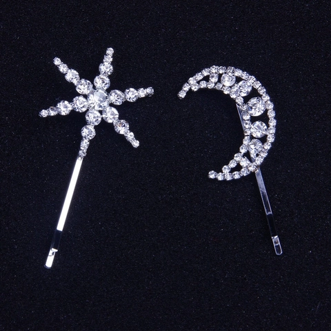 Fermagli Per Capelli In Lega Con Strass Stella Luna Fiocco Di Neve Forcine Eleganti In Metallo Per Donne
