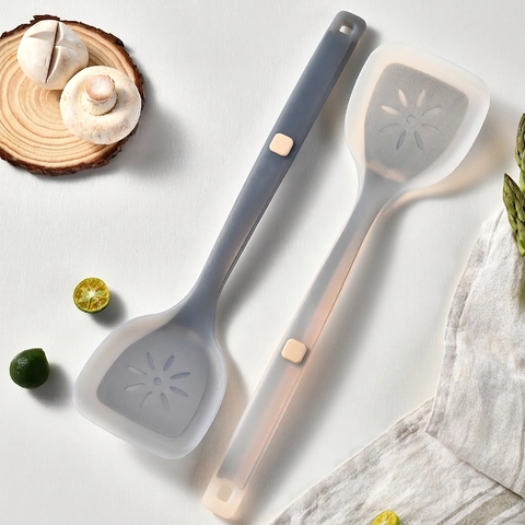 Spatola Per Friggere In Silicone Girarrosto Forato Resistente Al Calore Antiaderente Con Anima In Acciaio Inossidabile Per Cucina