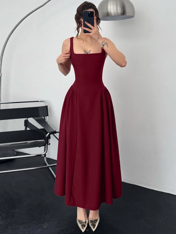 Robe Maxi Élégante Sans Manches Dos Nu À Encolure Carrée Polyester Spandex Coupe Cintrée Robe De Soirée Longue Pour Femmes